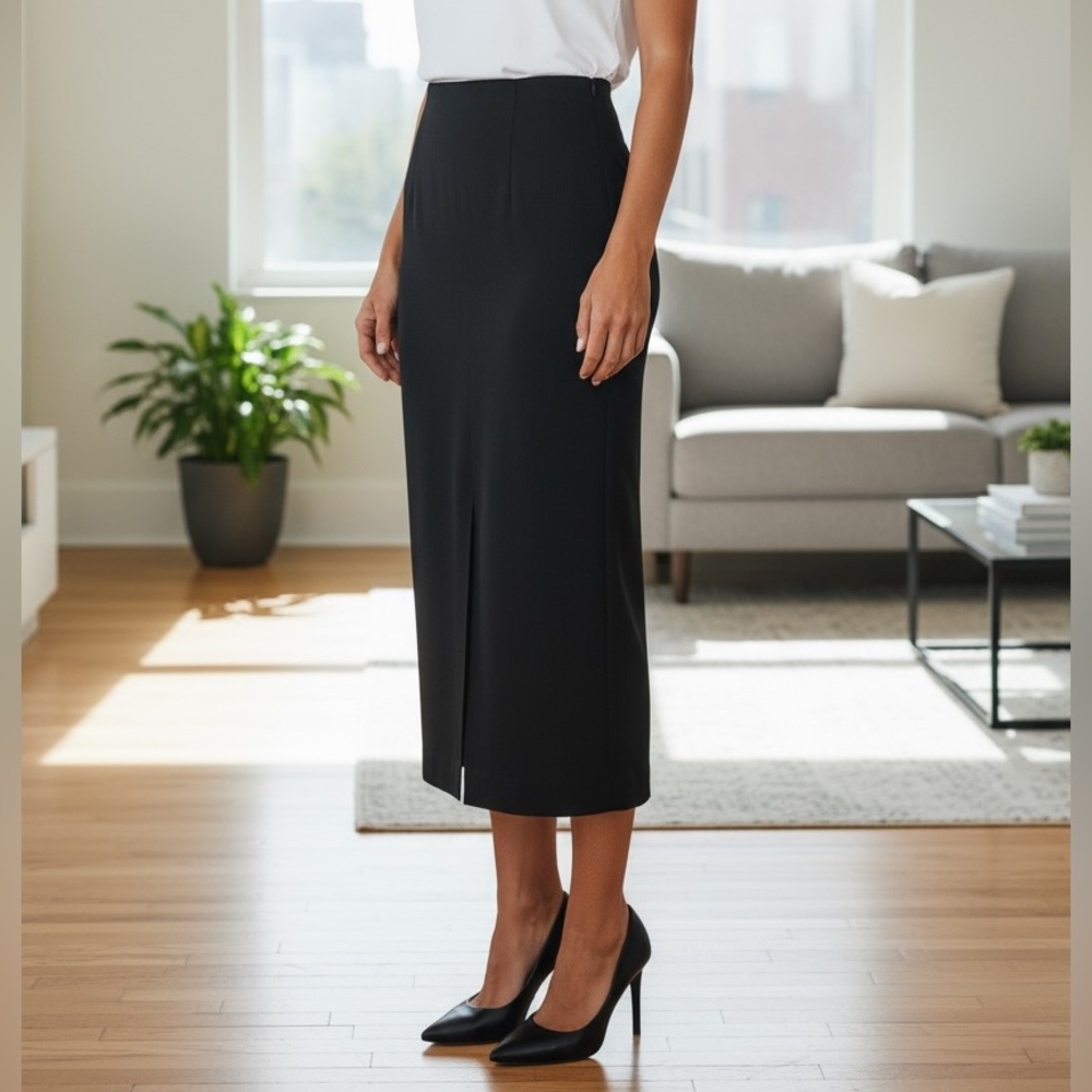 Vintage Elegant Black Women's Long Pencil Skirt